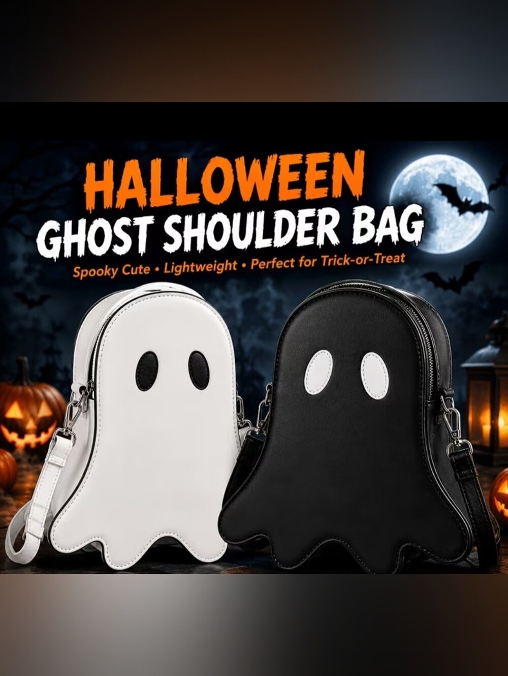 Halloween Ghost Shoulder Bag - Black or White